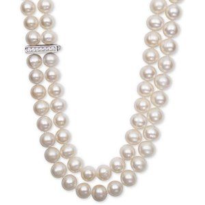 Belle de Mer 2 Row Freshwater Pearl Necklace 18”